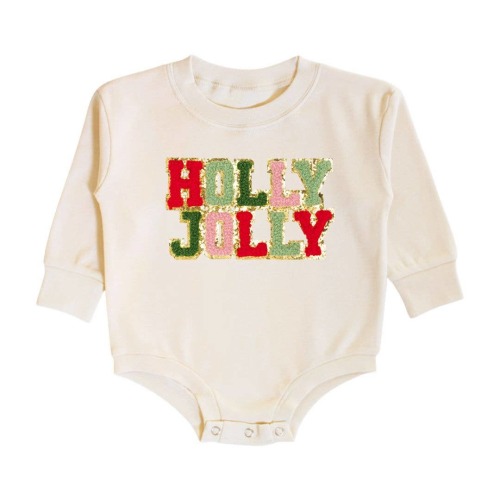 Holly Jolly Patch Christmas Long Sleeve Romper – Shop Little Cousins