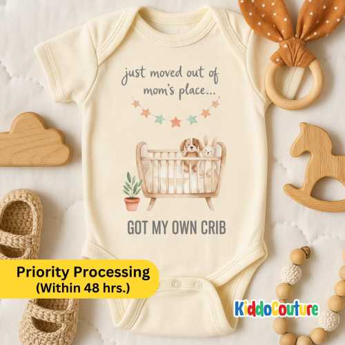 Just Moved Out Of Mom's Place Baby Onesie®, Natural Color Baby Onesie® (KC-EHGJNBAI)