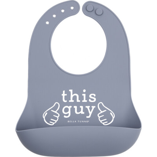 This Guy Wonder Adjustable Silicon Bib, Blue - Bella Tunno Bibs & Feeding | Maisonette