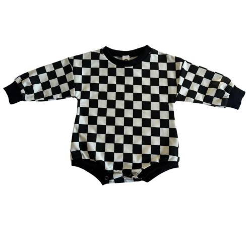 Checkerboard oversized baby vest
