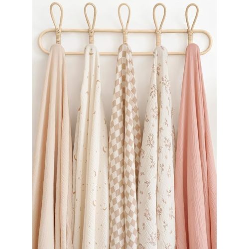 Konssy 3 Pack Muslin Swaddle Blankets for Unisex, Newborn Receiving Blanket, Large 47 x 47 inches, Soft Breathable Muslin Baby Swaddles for Boys & Girls