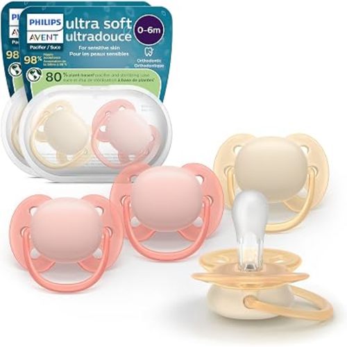 Philips Avent Ultra Soft Baby Pacifier, 0-6 Months, BPA-Free, 4-Pack