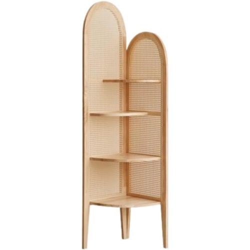Corner Shelf Corner Shelves Corner Rack 4 Tier Corner Shelf Wooden Corner Bookshelf Rattan Weaving Bookcase And Plant Stand For Living Room Bedroom Corner Stand Corner Shelf Stand(Log) (Log 43*43