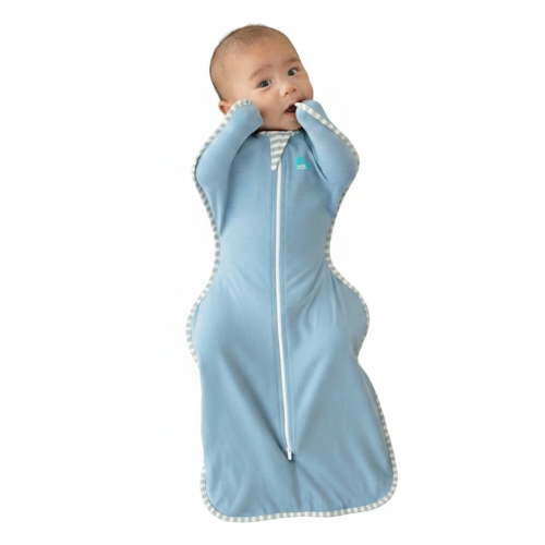 Love to Dream Swaddle Up Baby Sleep Sack, Arms Up Design, Sleep Nearly 2x Longer, Twin Zipper, Cotton, Small 8-13 lbs, 1.0 TOG, Dusty Blue