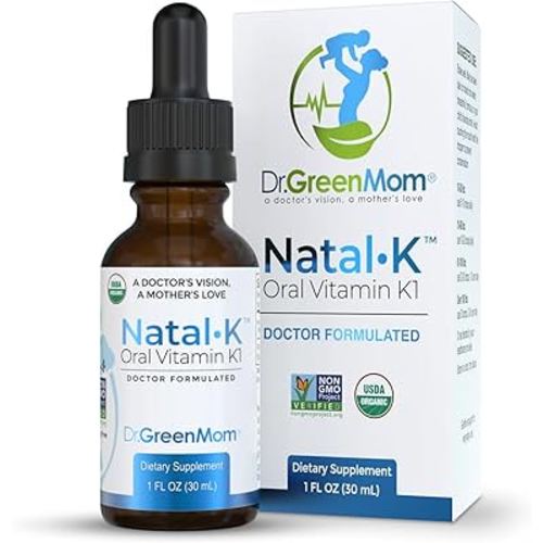 Dr. Green Mom Natal K Oral Vitamin K1 Drops for Newborns | Organic Phytonadione in MCT Oil | Natural VIT K for Babies to Support Blood Clotting