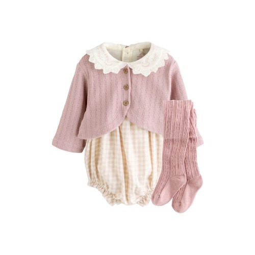 Kids' 4-Piece Romper, Cardigan & Tights Set