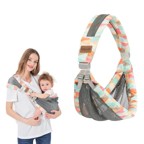 Huifen Adjustable One Shoulder Baby Carrier for Infant, Lightweight Breathable Mesh Baby Hip Carrier Portable Baby Carrier Sling for Newborn to Toddler Girl and Boy 6-40 lbs (Orange)