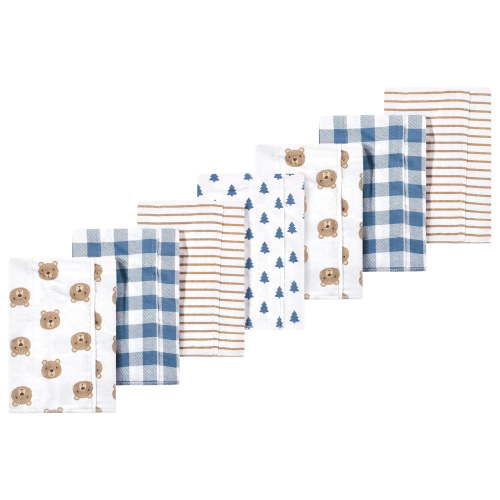 Luvable Friends Hudson Baby Flannel Burp Cloths 7pk, Blue Bears