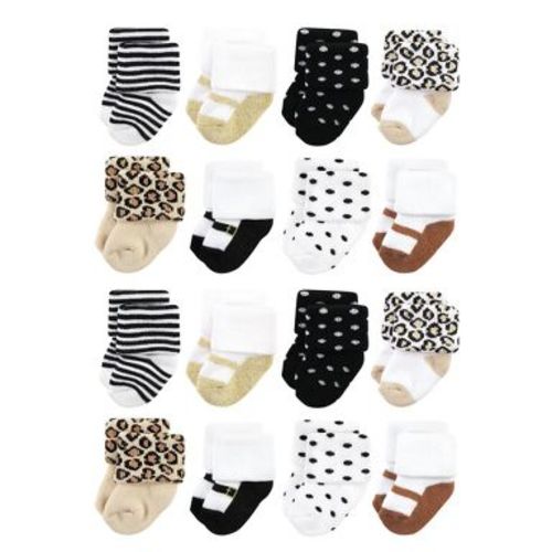 Hudson Baby Cotton Rich Baby Terry Socks 16-Pack, Neutral Leopard, 6-12 Months