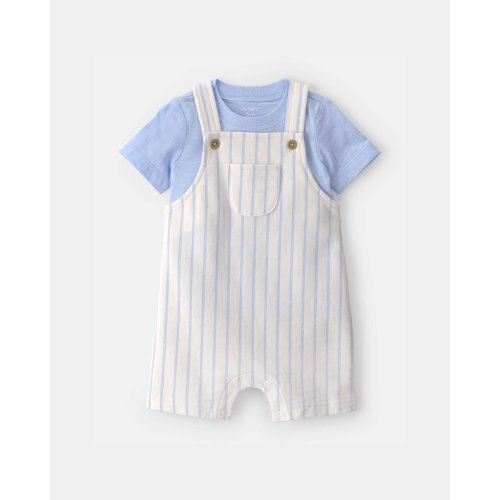 Baby 2-Piece Stripe Overall Set - Blue/Ivory | Carter's