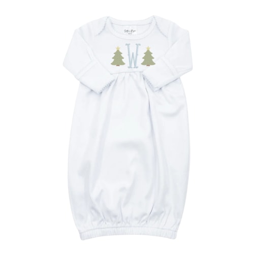 White Picot Trim Gown