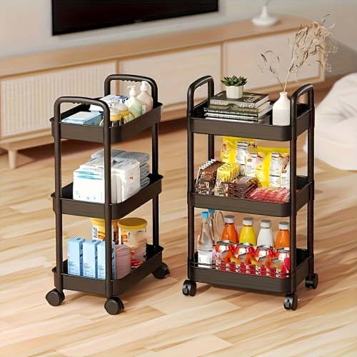 3 Tier Slim Rolling Storage Cart with Wheels Plastic Utility Cart Organizer for Snack Craft Art Postpartum Baby Diaper Nail Makeup in Bathroom Laundry Room Kitchen Bedside Narrow Space