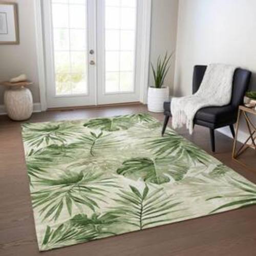Chantille Machine Washable Indoor/Outdoor Abstract ACN1886 Aloe 8 ft. x 10 ft. Accent Rug