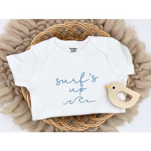 Embroidered surf’s up Bodysuit, Cute Bodysuit, Summer Bodysuit Beach Baby Vacation Bodysuit, Summer Baby Shower Gift, Surfing Bodysuit Waves