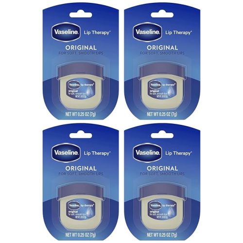 Vaseline Lip Therapy 4-Pack – Mini Lip Balm for Healing Dry Lips, Travel-Size Petroleum Jelly Lip Care, 0.25 Oz Each