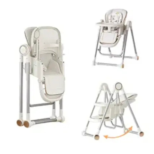 Baby High Chair for Babies & Toddlers, Height Adjustable Highchair with Wheels, Removable Double Tray, Portable Folding Baby Dining Chair with 5-Point Harness, Easy Clean Padded Seat aesthetic high chair - TikTok Shop