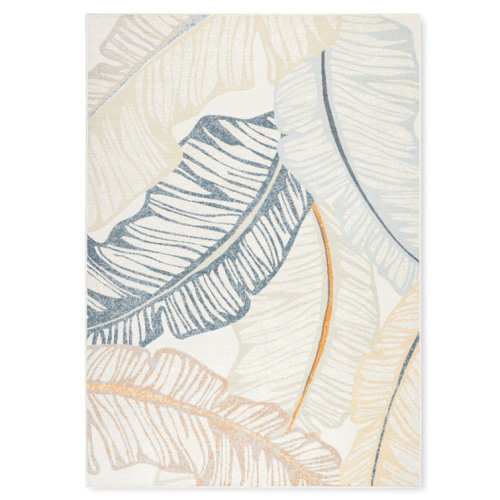 TOMMY BAHAMA Cay Palm Fronds Indoor Outdoor Area Rug Ivory/Multi