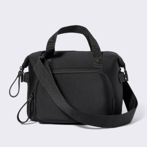 Insulated Bottle Cooler Shoulder Diaper Bag - Black Solid - Cloud Island™
