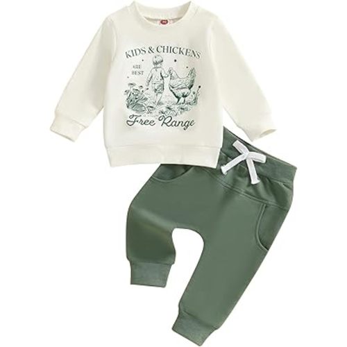 Hekkomird Baby Boy Girl Fall Outfits Cute Letter Print Long Sleeve Sweatshirt Elastic Pants Infant Newborn Winter Clothes