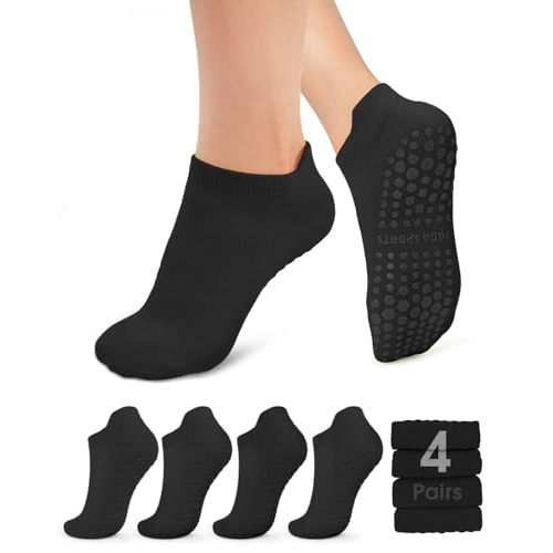 YeuG 4/6 Pairs Pilates Socks for Women - Non Slip Grip Socks for Yoga, Barre, Hospital, Barefoot