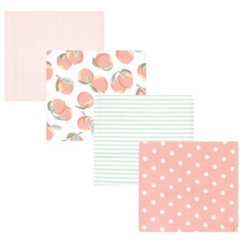 Luvable Friends Hudson Baby Flannel Receiving Blankets 4pk, Peach