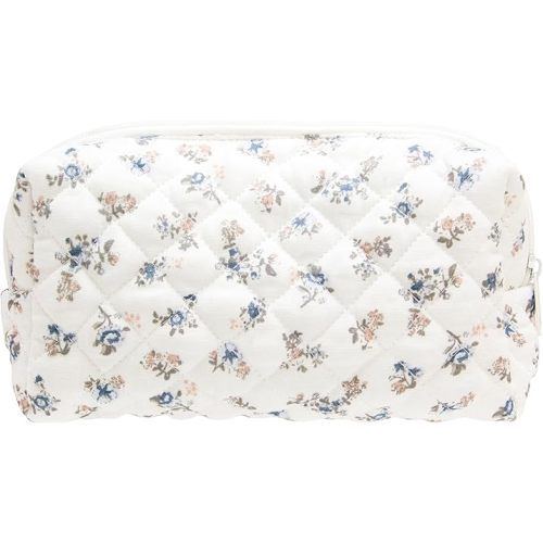 PAZIMIIK Vintage Quilted Makeup Bag Cosmetic Pouch for Brushes Pencils and Travel Make Up Accessories for Women and Girls Gauze Hyacinth
