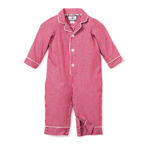 Baby's Flannel Romper in Red Mini Gingham