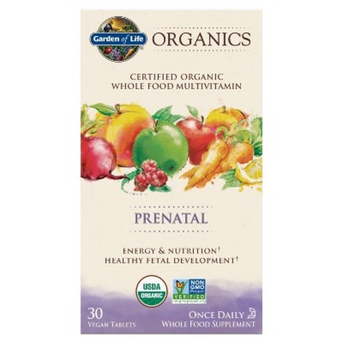 Garden of Life Organic Vegan Prenatal Daily Multivitamin Tablets - 30ct: Certified Gluten-Free, Non-GMO Project Verified, No Added Sugar