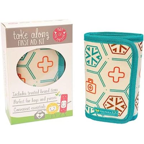 PreparaKit Small Compact First Aid Kit for Kids - Perfect for Travel, Home, Car - Fits Easily in Diaper Bag or Purse - Portable and Lightweight - Essential Medical Supplies for Accidents (Teal)