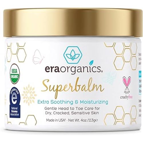 Era Organics Healing Ointment for Babies - USDA Certified Organic Natural Moisturizer Gentle on Sensitive Skin Prone To Baby Eczema, Cradle Cap (Infant Seborrheic Dermatitis), Rashes, Hives - 4oz