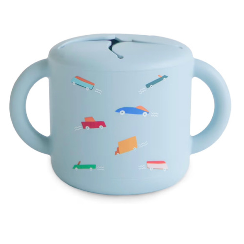 Amazon.com : mushie Silicone Snack Cup | Spill Proof Food Container for Toddler and Baby (Retro Cars) : Baby