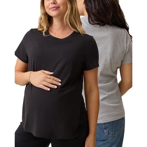 Kindred Bravely Essentials Cotton Nursing T Shirt for Breastfeeding, 2 Pack