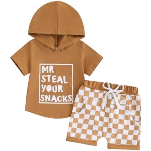 Toddler Baby Boy Summer Clothes Letter Print Short Sleeve Shirt Tops and Shorts Set Summer Outfit 2Pcs