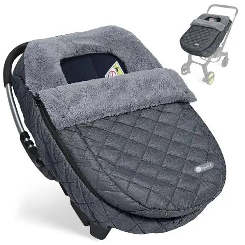 Ivywind Winter Baby Car Seat Cover, Warm Carseat Cover with Removable Zipper for Baby Boys & Girls, Waterproof Car Seat Covers, Keeps Babies Warm and Cozy in Cold Weather, Dark Grey