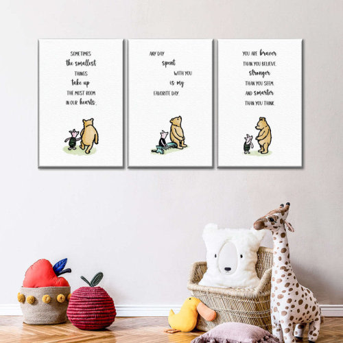 Zoomie Kids Winnie The Pooh And Piglet On Canvas 3 Pieces Set & Reviews | Wayfair