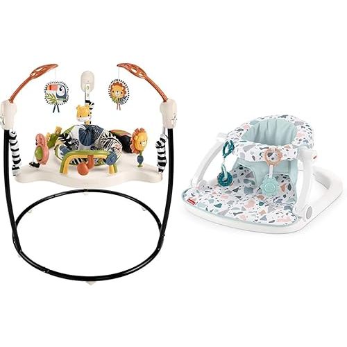 Fisher-Price Baby Bouncer Palm Paradise Jumperoo Activity Center with Music Lights Sounds and Portable Baby Chair