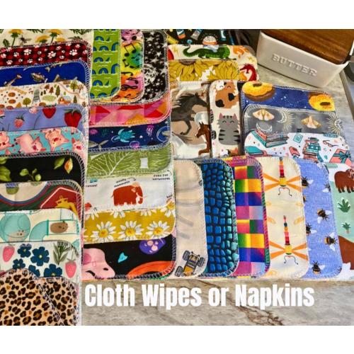 Mystery Print Flannel Cloth Wipes: Single or Double Layer