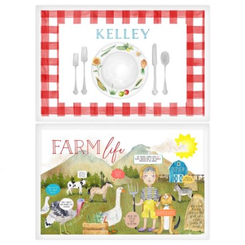 paper n peonies Personalized Reversible Placemat - Farm