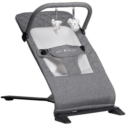 Baby Delight Alpine Deluxe Portable Bouncer | Infant | 0 – 6 months | Charcoal Tweed