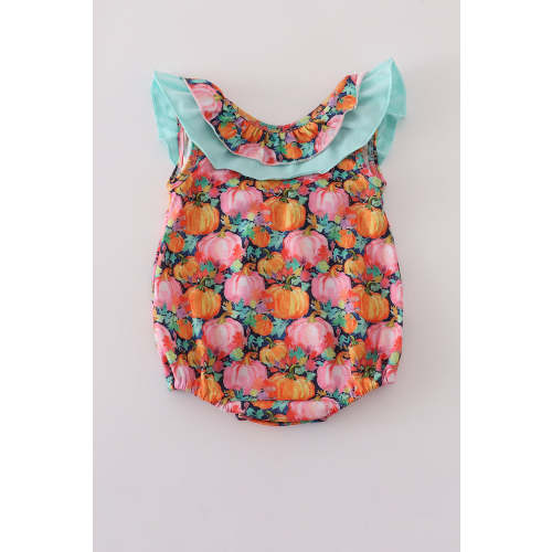 Pink pumpkin print ruffle bubble