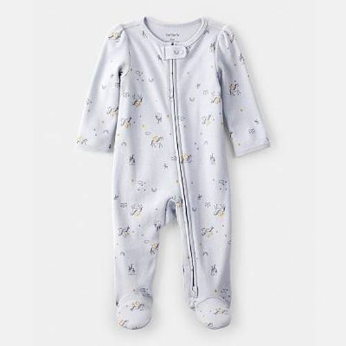 Baby Girl Carter's Unicorn Star Print Cotton Long-Sleeve 2-Way Zip Sleep & Play