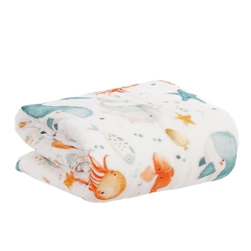 CoolaPeach Muslin Swaddle Blankets 6-Layer Cotton Baby Blankets for Boys & Girls 43"X43"Inches Receiving Blankets,Soft Skin-Friendly Baby Crib Blanket,Breathable Quilt Bedspread(Ocean Animals)