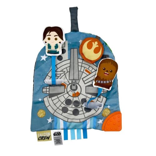Star Wars Millennium Falcon/Ewok Crinkle Toy: Teether, Squeaks, Multiple Activities, Sensory Ribbons
