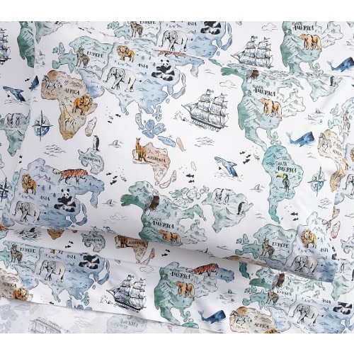 World Map Organic Cotton Sheet Set