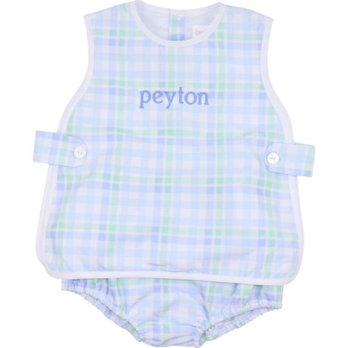 Mint And Blue Check Diaper Set