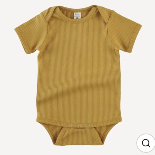 short sleeve lap neck bodysuit | honey mustard | organic cotton single rib