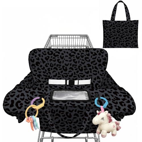 Leopard Print Shopping Cart Cover for Baby Portable High Chair Covers Easy Install Washable Cart Seat Protector with Storage Pocket