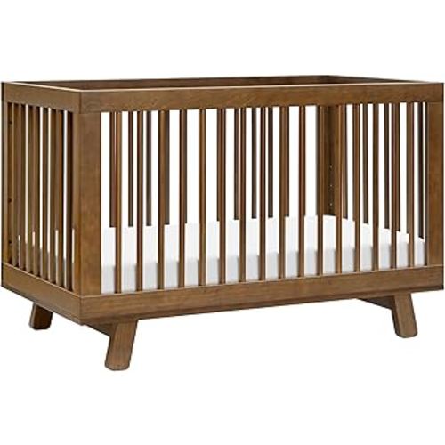 babyletto Hudson 3-in-1 Convertible Baby Crib with Toddler Bed & Daybed Conversion - Strong, Durable & Easy to Assemble - GREENGUARD Gold Certified w/ 4 Adjustable Mattress Heights - Natural Walnut