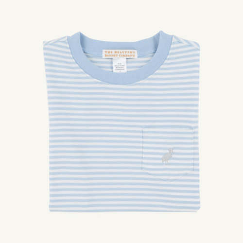 Carter Crewneck - Beale Street Blue Stripe with Grantley Gray Stork