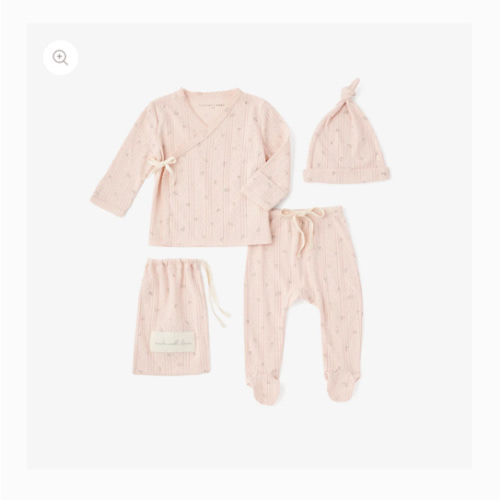 Blush Floral Organic Cotton Pointelle Layette 3 Pc Gift Set